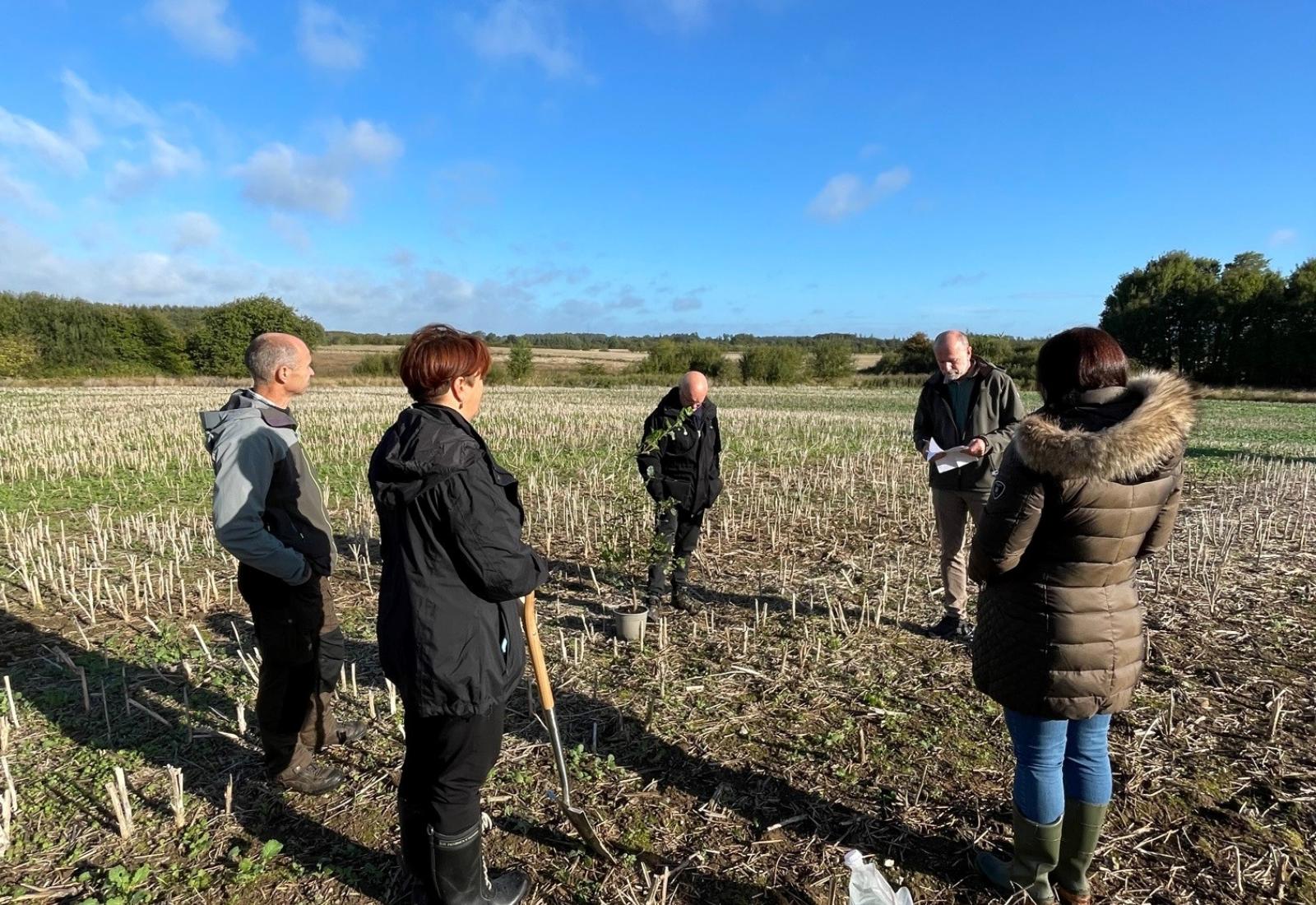 Mennesker på mark i Aabenraa der skal omdannes til skov 