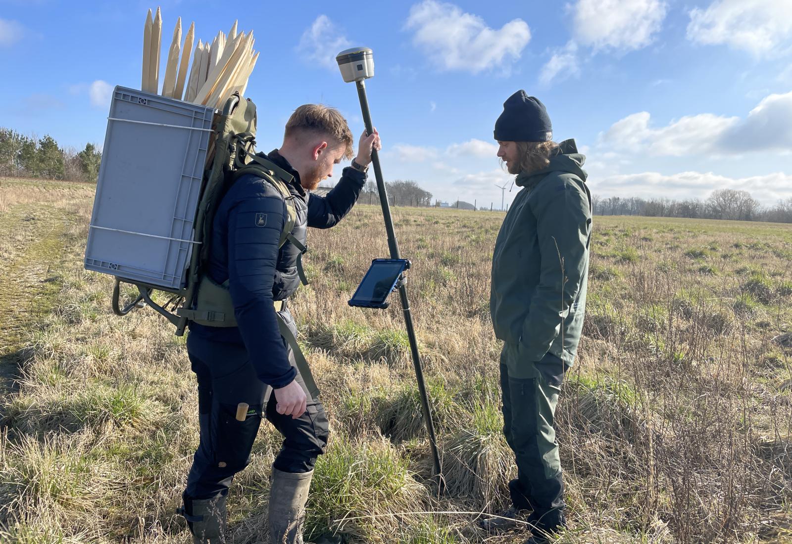 Foto af opmåler forud for plantning